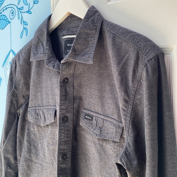 RVCA Buttons Up 100% Cotton Slim Fit Charcoal Black Gray Men's Shirt Size XS ! - Picture 11 of 11